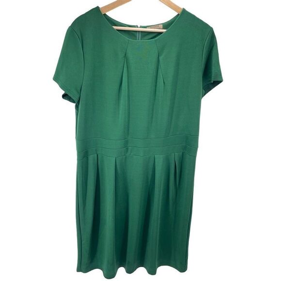 Acevog Womens Shift Dress Knee Length Pleated Cotton Stretch Green XXL - Picture 11 of 13